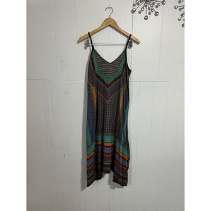 Women's DEVI Multi-Color Asymmetrical Dress M Blue Green